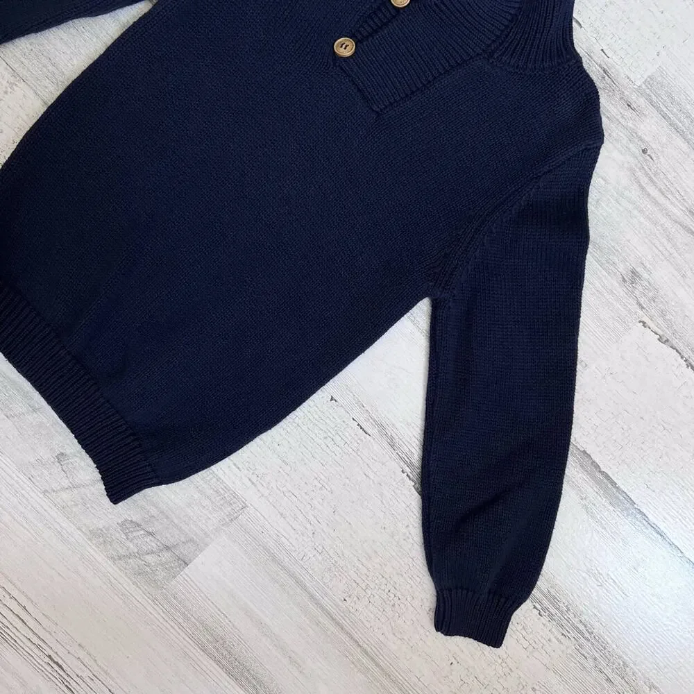 Appaman Boys Sweater Size 4T Navy Cotton Mock Neck Long Sleeve Ribbed Knit